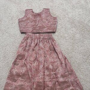 Elegant Pink Brocade Lehenga Choli Set for 18-24 Months